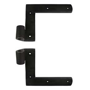 Seaside Shutters [S3-100-19] Cast Brass Shutter L Strap Hinge - New York Style - Flat Black - 0" Offset - Pair