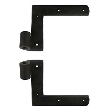 Seaside Shutters [S3-100-19] Cast Brass Shutter L Strap Hinge - New York Style - Flat Black - 0&quot; Offset - Pair