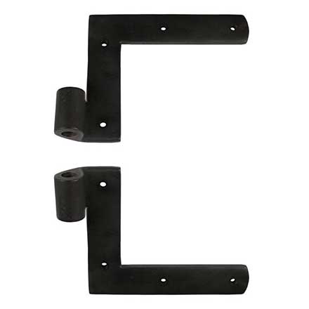 Seaside Shutters [S3-100-19] Cast Brass Shutter L Strap Hinge - New York Style - Flat Black - 0&quot; Offset - Pair