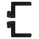 Seaside Shutters [S3-100-19] Cast Brass Shutter L Strap Hinge - New York Style - Flat Black - 0&quot; Offset - Pair