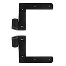 Seaside Shutters [S3-100-19] Cast Brass Shutter L Strap Hinge - New York Style - Flat Black - 0&quot; Offset - Pair