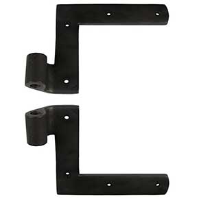 Seaside Shutters [S3-101-19] Cast Brass Shutter L Strap Hinge - New York Style - Flat Black - 3/4" Offset - Pair