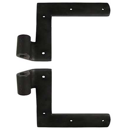 Seaside Shutters [S3-101-19] Cast Brass Shutter L Strap Hinge - New York Style - Flat Black - 3/4" Offset - Pair
