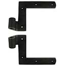 Seaside Shutters [S3-101-19] Cast Brass Shutter L Strap Hinge - New York Style - Flat Black - 3/4&quot; Offset - Pair