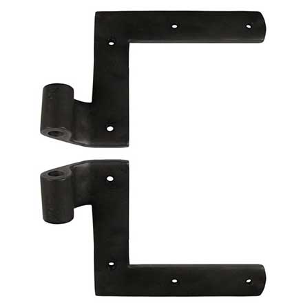 Seaside Shutters [S3-102-19] Cast Brass Shutter L Strap Hinge - New York Style - Flat Black - 1 1/4" Offset - Pair