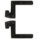 Seaside Shutters [S3-101-19] Cast Brass Shutter L Strap Hinge - New York Style - Flat Black - 3/4" Offset - Pair