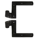 Seaside Shutters [S3-102-19] Cast Brass Shutter L Strap Hinge - New York Style - Flat Black - 1 1/4" Offset - Pair