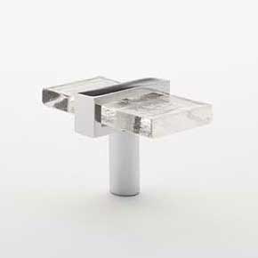 Sietto [K-1900-PC] Glass Cabinet Knob - Adjustable Series - Clear Glass - Polished Chrome Base - 2" L