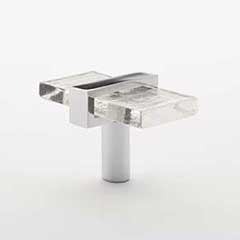 Sietto [K-1900-PC] Glass Cabinet Knob - Adjustable Series - Clear Glass - Polished Chrome Base - 2" L