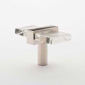Sietto [K-1900-PN] Glass Cabinet Knob - Adjustable Series - Clear Glass - Polished Nickel Base - 2" L