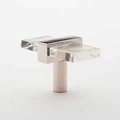 Sietto [K-1900-PN] Glass Cabinet Knob - Adjustable Series - Clear Glass - Polished Nickel Base - 2&quot; L