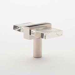 Sietto [K-1900-PN] Glass Cabinet Knob - Adjustable Series - Clear Glass - Polished Nickel Base - 2" L