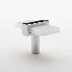 Sietto [K-1901-PC] Glass Cabinet Knob - Adjustable Series - White Glass - Polished Chrome Base - 2" L