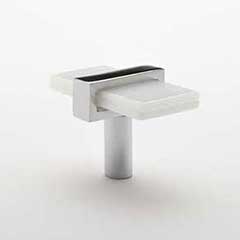 Sietto [K-1901-PC] Glass Cabinet Knob - Adjustable Series - White Glass - Polished Chrome Base - 2" L