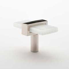 Sietto [K-1901-PN] Glass Cabinet Knob - Adjustable Series - White Glass - Polished Nickel Base - 2" L