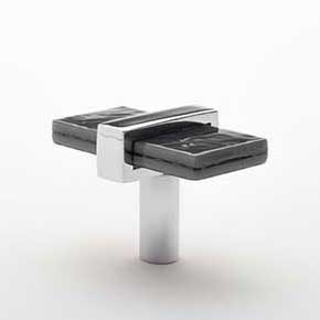 Sietto [K-1902-PC] Glass Cabinet Knob - Adjustable Series - Slate Gray Glass - Polished Chrome Base - 2" L