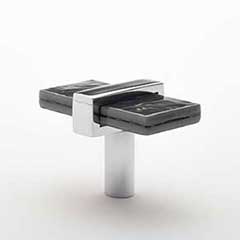 Sietto [K-1902-PC] Glass Cabinet Knob - Adjustable Series - Slate Gray Glass - Polished Chrome Base - 2" L