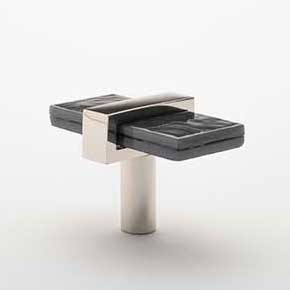 Sietto [K-1902-PN] Glass Cabinet Knob - Adjustable Series - Slate Gray Glass - Polished Nickel Base - 2" L