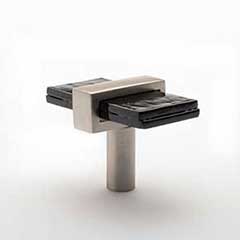 Sietto [K-1903-SN] Glass Cabinet Knob - Adjustable Series - Black Glass - Satin Nickel Base - 2" L