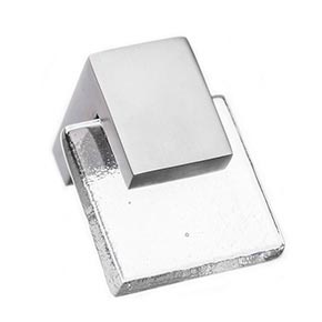 Sietto [K-1200-SN] Glass Cabinet Knob - Affinity Series - Clear Glass - Satin Nickel Base - 1 1/4" Sq.