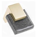 Sietto [K-1202-SB] Glass Cabinet Knob - Affinity Series - Slate Gray Glass - Satin Brass Base - 1 1/4&quot; Sq.