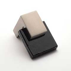 Sietto [K-1203-SN] Glass Cabinet Knob - Affinity Series - Black Glass - Satin Nickel Base - 1 1/4&quot; Sq.