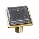 Sietto [K-1301-SB] Glass Cabinet Knob - Geometric Series - Slate Gray - Satin Brass Base - 1 1/4" Sq.