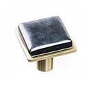 Sietto [K-1302-SB] Glass Cabinet Knob - Geometric Series - Irid Black - Satin Brass Base - 1 1/4&quot; Sq.