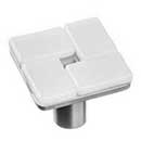 Sietto [K-1600-SN] Glass Cabinet Knob - Geometric Series - White - Satin Nickel Base - 1 1/4&quot; Sq.