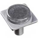 Sietto [M-1301-SN] Glass Cabinet Knob - Geometric Series - Slate Gray - Satin Nickel Base - 1 1/4" Sq.