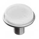 Sietto [R-1300-SN] Glass Cabinet Knob - Geometric Series - White - Satin Nickel Base - 1 1/4" Dia.