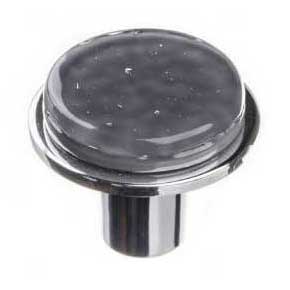 Sietto [R-1301-PC] Glass Cabinet Knob - Geometric Series - Slate Gray - Polished Chrome Base - 1 1/4" Dia.