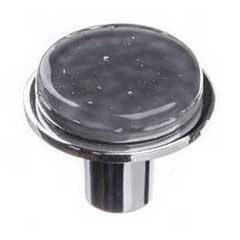 Sietto [R-1301-PC] Glass Cabinet Knob - Geometric Series - Slate Gray - Polished Chrome Base - 1 1/4" Dia.