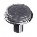 Sietto [R-1301-PC] Glass Cabinet Knob - Geometric Series - Slate Gray - Polished Chrome Base - 1 1/4&quot; Dia.