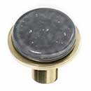 Sietto [R-1301-SB] Glass Cabinet Knob - Geometric Series - Slate Gray - Satin Brass Base - 1 1/4&quot; Dia.