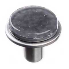 Sietto [R-1301-SN] Glass Cabinet Knob - Geometric Series - Slate Gray - Satin Nickel Base - 1 1/4&quot; Dia.