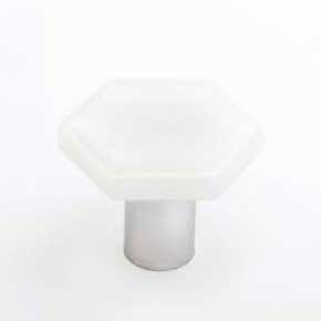 Sietto [K-1701-PC] Glass Cabinet Knob - Hexagon Series - Irid White - Polished Chrome Base - 1 1/4" Dia.