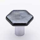 Sietto [K-1702-PC] Glass Cabinet Knob - Hexagon Series - Irid Silver Black - Polished Chrome Base - 1 1/4&quot; Dia.