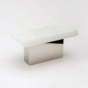 Sietto [K-1801-PN] Glass Cabinet Knob - Skyline Series - White Glass - Polished Nickel Base - 2" L