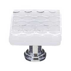 Sietto [K-900-PC] Glass Cabinet Knob - Texture Series - White Honeycomb Glass - Polished Chrome Base - 1 1/4" Sq.
