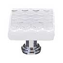 Sietto [K-900-PC] Glass Cabinet Knob - Texture Series - White Honeycomb Glass - Polished Chrome Base - 1 1/4" Sq.