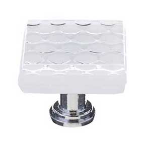 Sietto [K-900-SN] Glass Cabinet Knob - Texture Series - White Honeycomb Glass - Satin Nickel Base - 1 1/4" Sq.