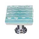 Sietto [K-901-PC] Glass Cabinet Knob - Texture Series - Light Aqua Honeycomb Glass - Polished Chrome Base - 1 1/4&quot; Sq.