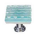 Sietto [K-901-SN] Glass Cabinet Knob - Texture Series - Light Aqua Honeycomb Glass - Satin Nickel Base - 1 1/4" Sq.