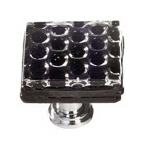 Sietto [K-902-ORB] Glass Cabinet Knob - Texture Series -Black Honeycomb Glass - Oil Rubbed Bronze Base - 1 1/4" Sq.