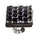 Sietto [K-902-PC] Glass Cabinet Knob - Texture Series -Black Honeycomb Glass - Polished Chrome Base - 1 1/4&quot; Sq.