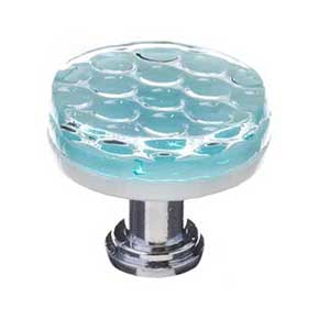 Sietto [R-901-ORB] Glass Cabinet Knob - Texture Series - Light Aqua Honeycomb Glass - Oil Rubbed Bronze Base - 1 1/4" Dia.