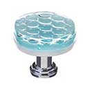 Sietto [R-901-PC] Glass Cabinet Knob - Texture Series - Light Aqua Honeycomb Glass - Polished Chrome Base - 1 1/4" Dia.