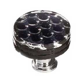 Sietto [R-902-PC] Glass Cabinet Knob - Texture Series - Black Honeycomb Glass - Polished Chrome Base - 1 1/4" Dia.