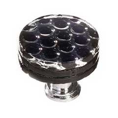 Sietto [R-902-SN] Glass Cabinet Knob - Texture Series - Black Honeycomb Glass - Satin Nickel Base - 1 1/4" Dia.